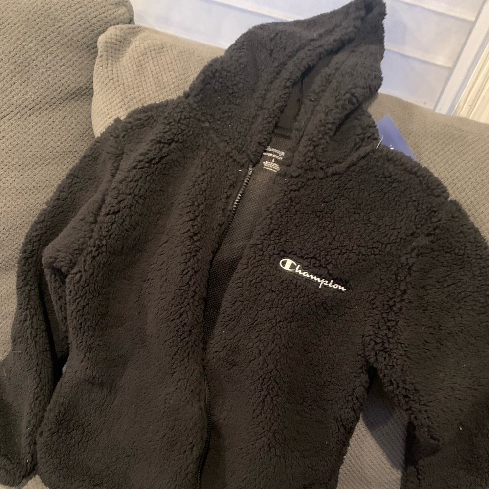 Champion women’s black fleece zip up size L